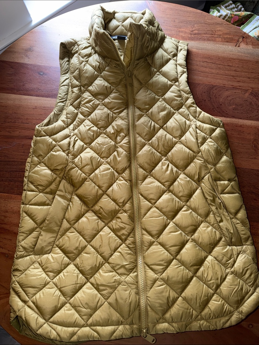 Athleta Quilted Diamond-Pattern Vest in Mustard Yellow